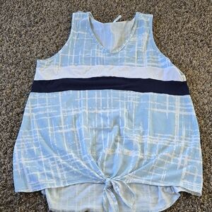 Celeste Light Blue and White Patterned Tank Top